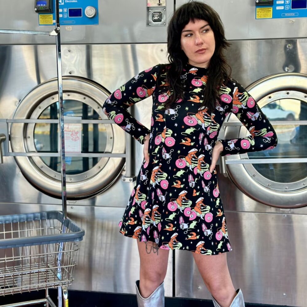NWT - Nooworks Tonya Dress in Mean Machine - Size Large - Classic Skater Style